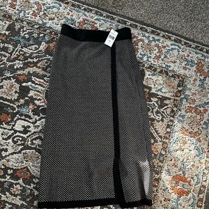 NWT Coldwater Creek black white knit maxi straight skirt Small